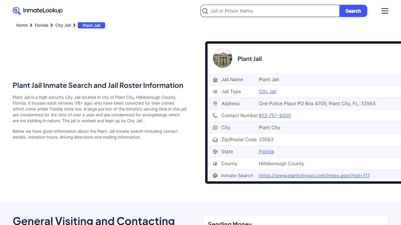 Plant Jail Inmate Search and Jail Roster Information